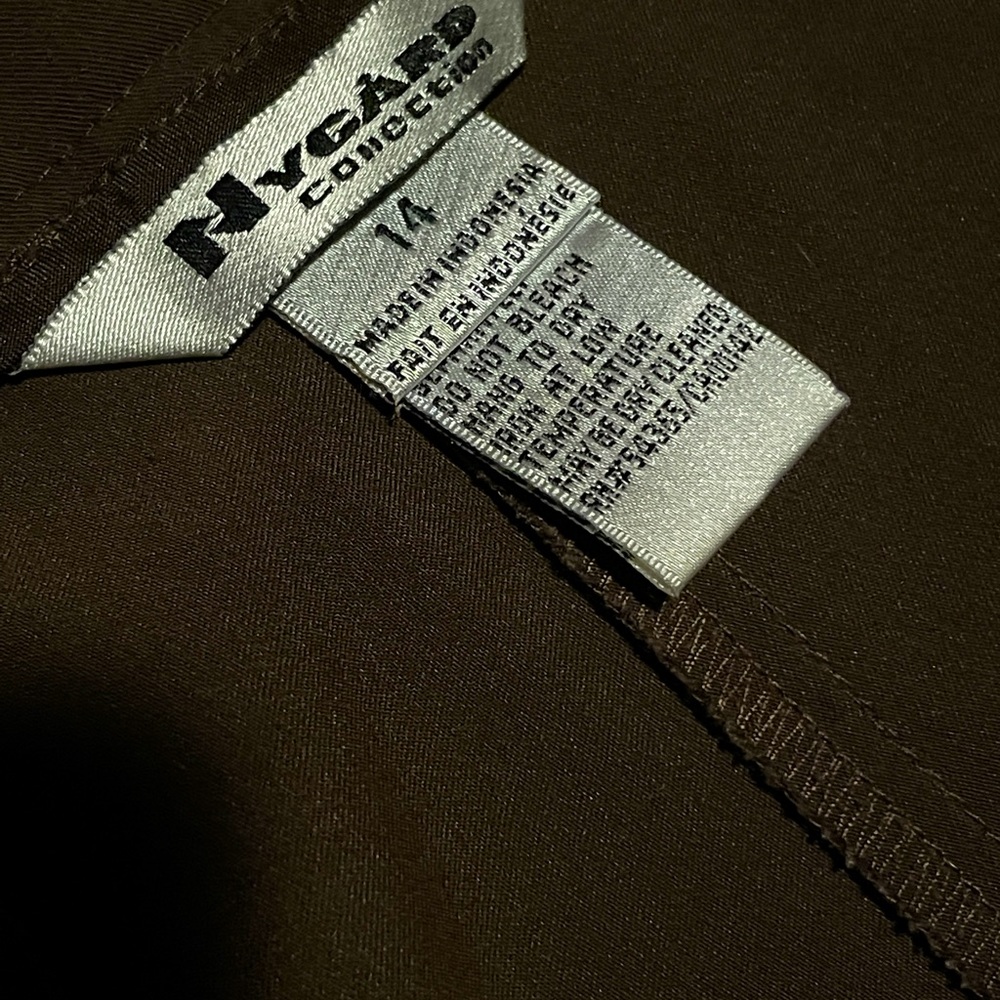 2 button chocolate brown slacks. - Picture 3 of 4